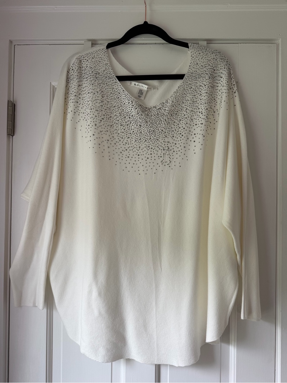 Max Studio Embellished Ivory Sweater 2X